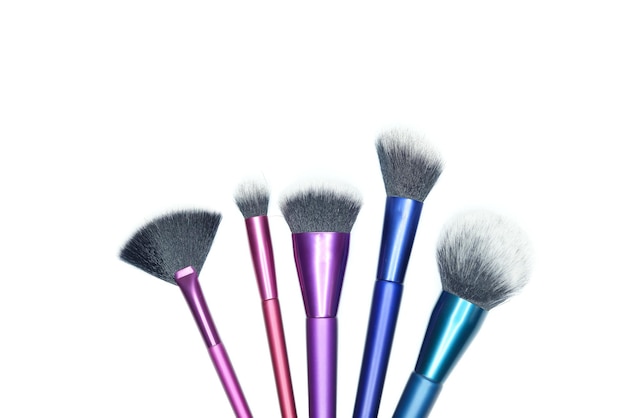 Set makeup brush isolated on white background