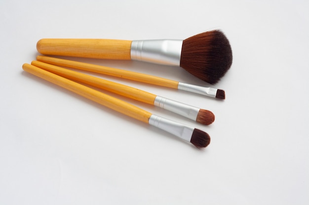 Set of makeup brushes isolated on a white background