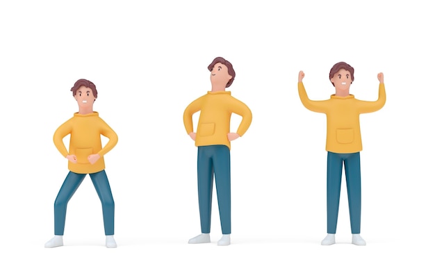 Photo set man gesture 3d illustration