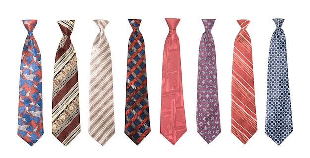 Set of man's ties isolated