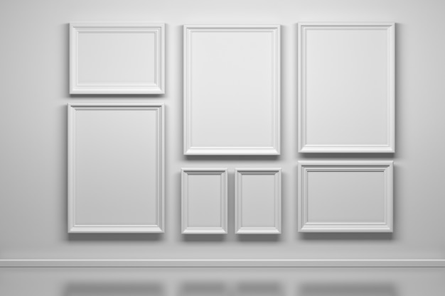 Set of many white frames background