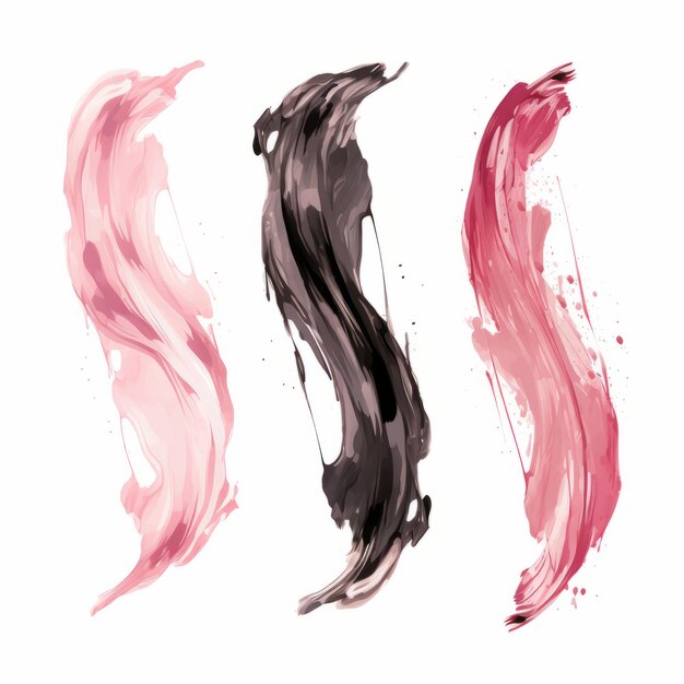 Set of mascara brush stroke texture design Collection of grunge paint texture