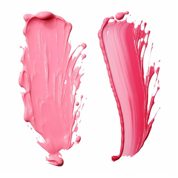 Photo set of mascara brush stroke texture design luxury decor of pink shiny foil