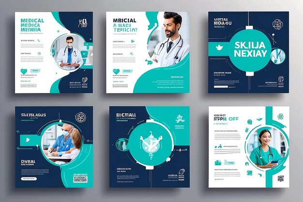 Photo set of medical social media post template design