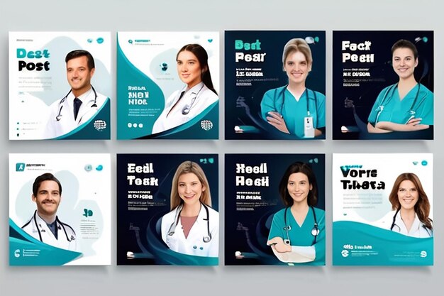 Photo set of medical social media post template design