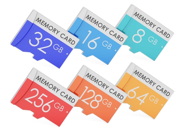 set of memory cards 3D rendering