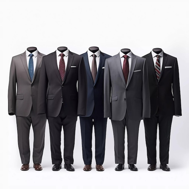 set of men's suits on a white background generative ai