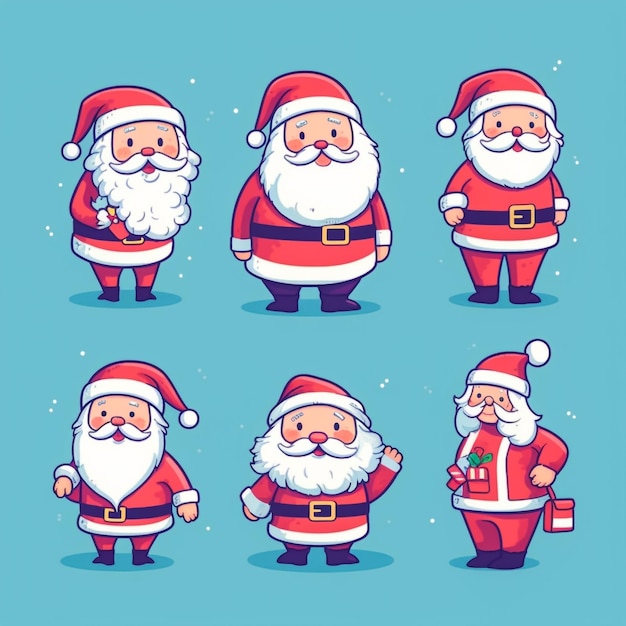 Photo set of men in various poses santa claus