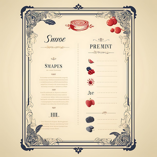 Photo a set of menu layout 2d design with vintage style frame vector creative flat color label packaging