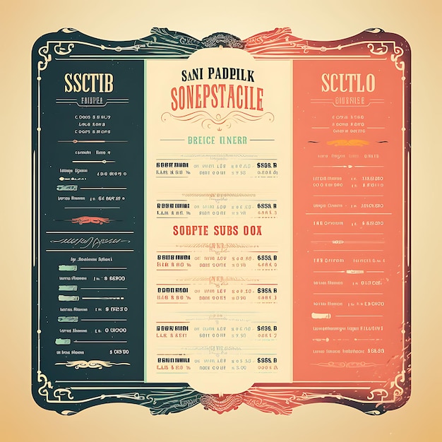 Photo a set of menu layout 2d design with vintage style frame vector creative flat color label packaging