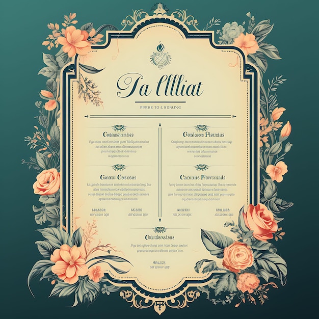 A set of menu layout 2d design with vintage style frame vector creative flat color label packaging