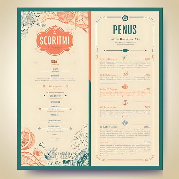 Photo a set of menu layout 2d design with vintage style frame vector creative flat color label packaging