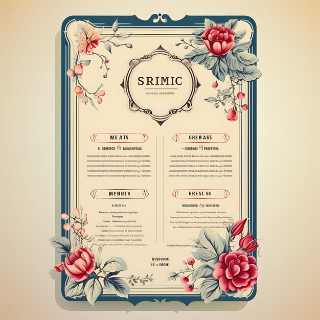 A Set Of Menu Layout 2D Design With Vintage Style Frame Vector Creative Flat Color Label Packaging