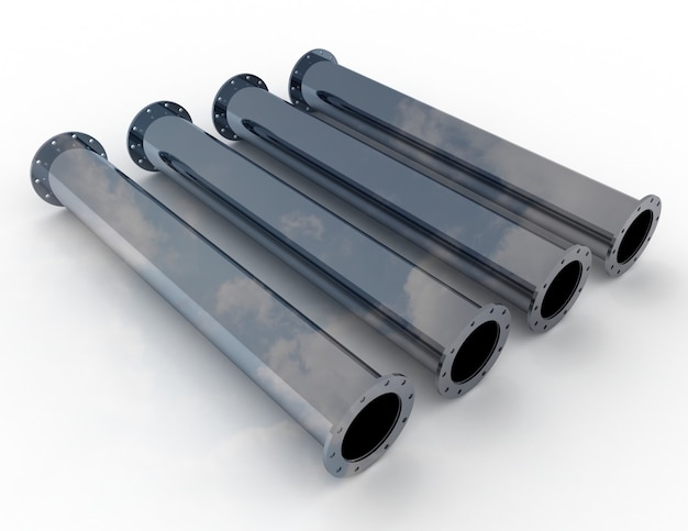 Set of metallic pipes . 3D rendered illustration