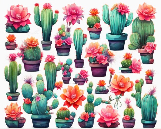 Set of Mexican cactus plants for Cinco de Mayo