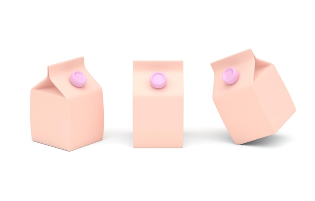 Set Milk Box 3D Illustration