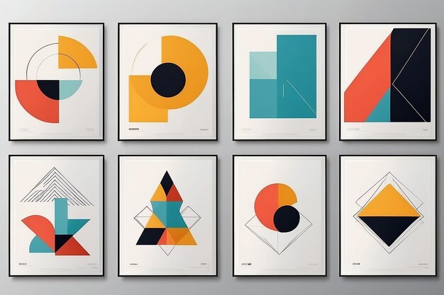 Photo set of minimal 20s geometric design posters vector template