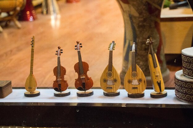 Set of models of wooden musical instruments