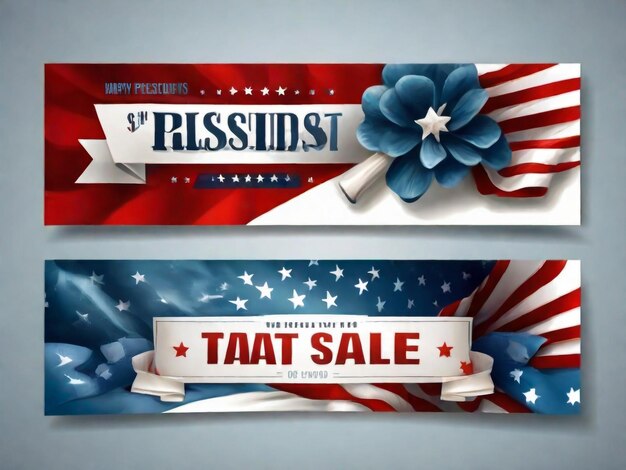 Photo set of modern design banner template in presidents day style