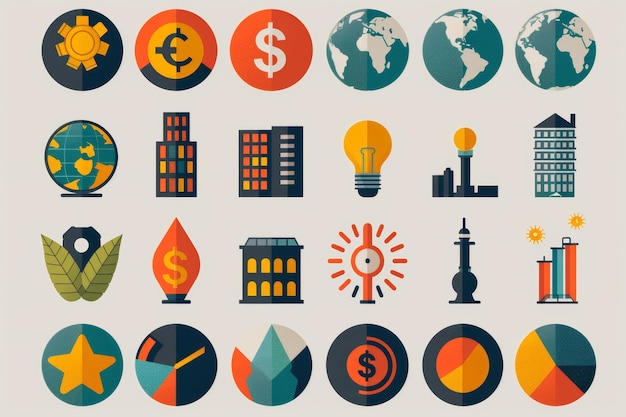 A set of modern graphics illustrating business infographics