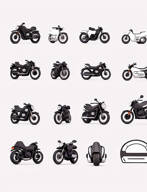 set of motorcycle elements generate by AI