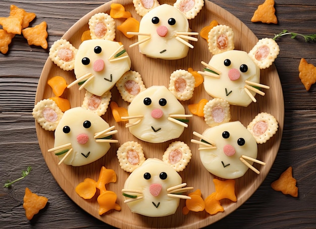 Set of mouse Shaped Cheese crackers ready to eat