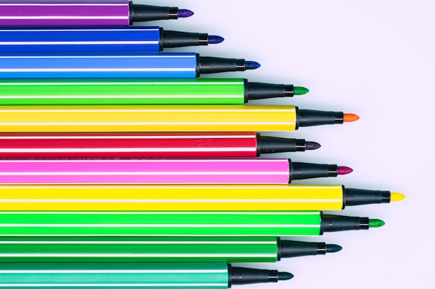 Photo set of multi-color felt-tip pens isolated