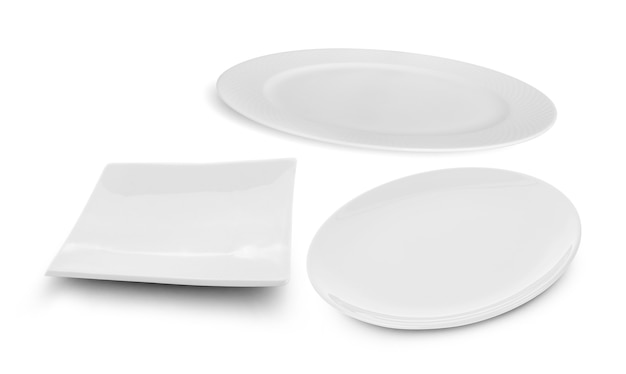 Set of multi-shape white plate on white