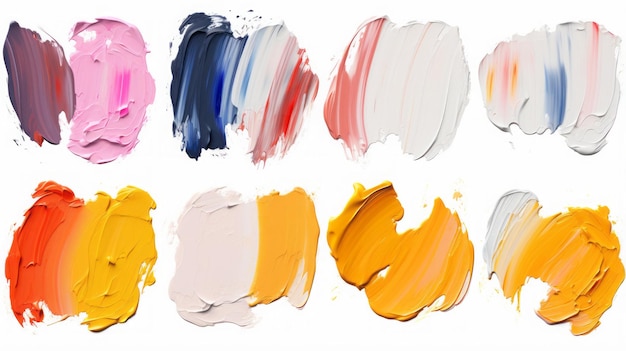 Photo set of multicolored paint strokes