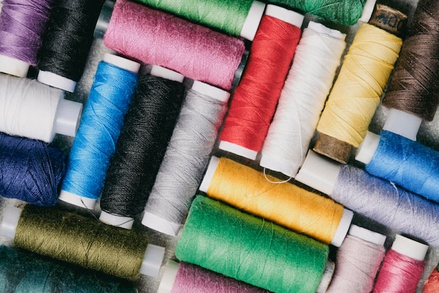 Set multicolored threads for cutting and sewing