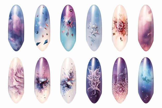 a set of nail art designs