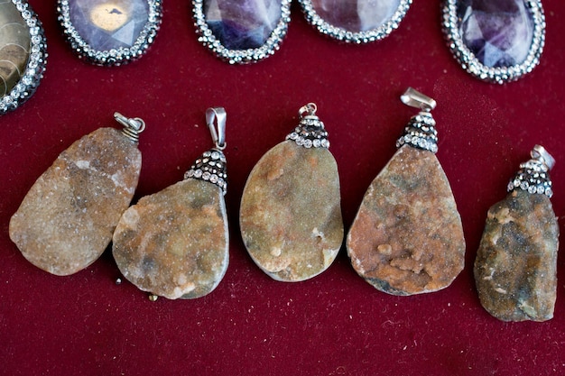 Set of natural mineral gemstones of a certain type