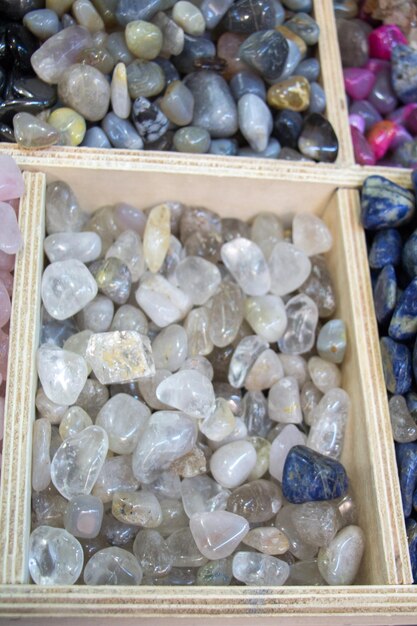 Set of natural mineral gemstones