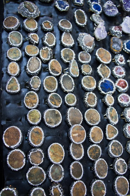 Set of natural mineral gemstones