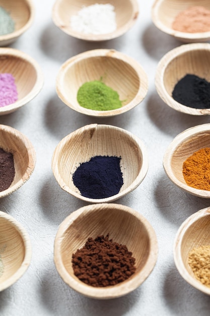 Set of natural pigment powder from herbs