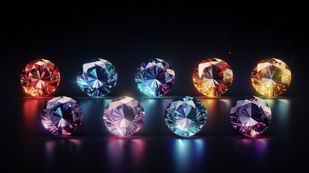 Фото Набор разноцветных роскошных бриллиантов на роскошном фоне