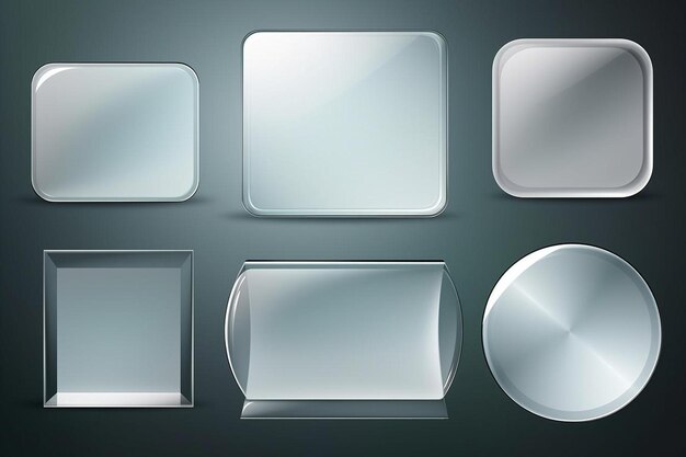 写真 異なる形状のガラスの板のセット