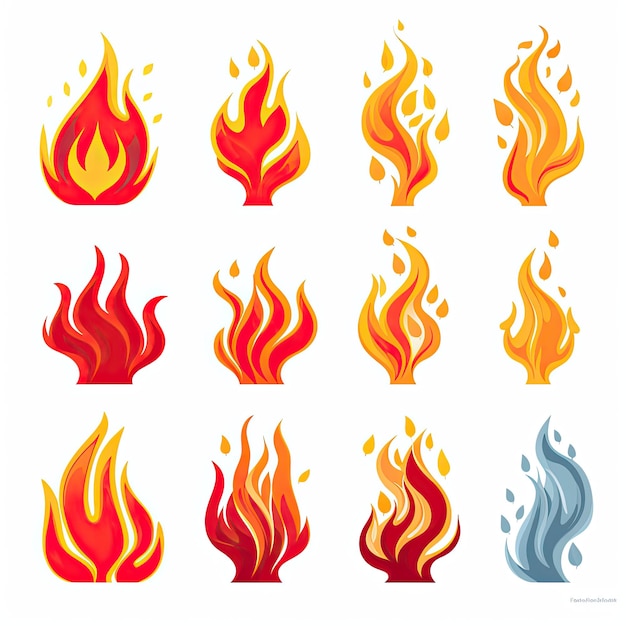 Фото Набор иконок пламени векторная иллюстрация