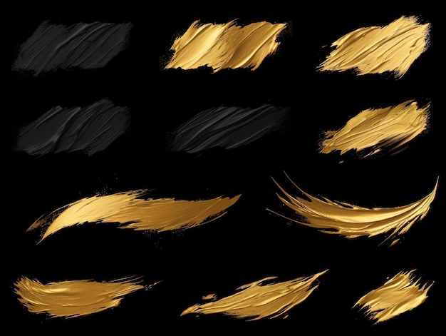 Фото Набор золотых штрихов на черном фоне