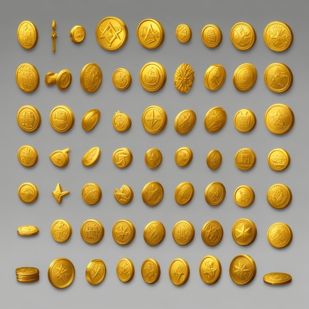 Фото Набор золотых сфер, изолированных на белом фоне коллекция золотых пузырьков векторная иллюстрация