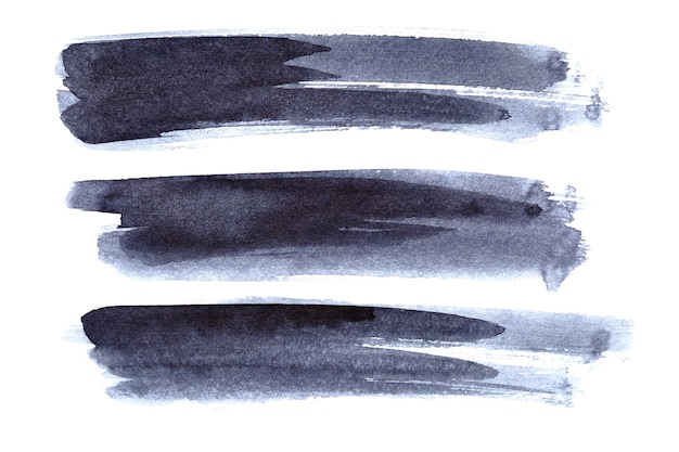 Фото Набор мазков кистью серые чернила, изолированные на белом фоне