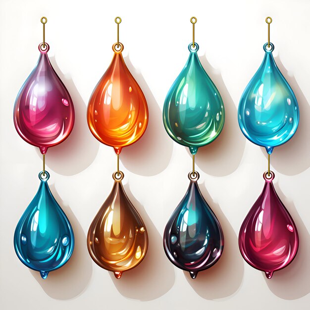 写真 多色の水滴のセット 現実的なベクトルイラスト