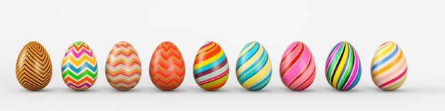 Фото Набор реалистичных яйца на белом фоне. 3d рендеринг иллюстрации.
