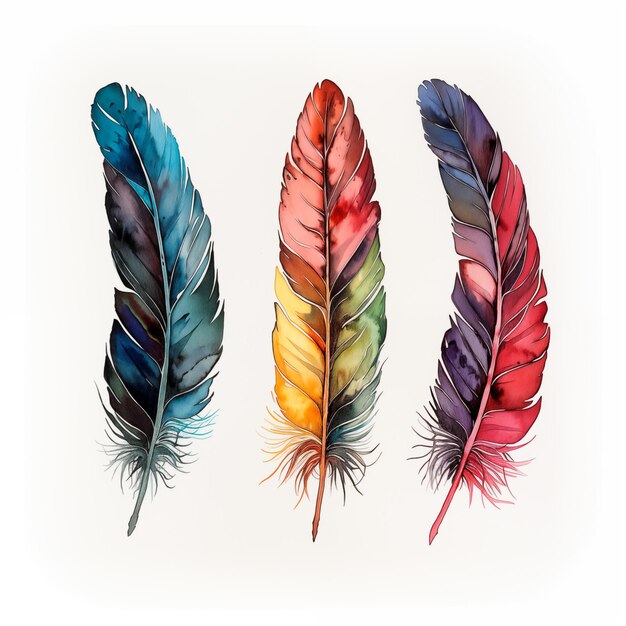 사진 색 배경 에 세 가지 아름다운 다채로운 털 의 세트