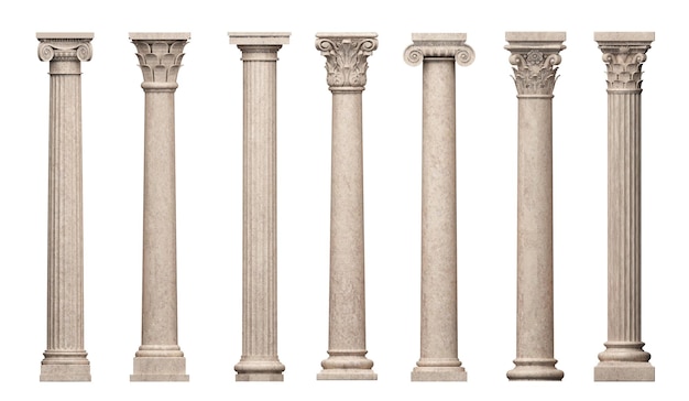 写真 ビンテージの古典的な大理石の柱のセット