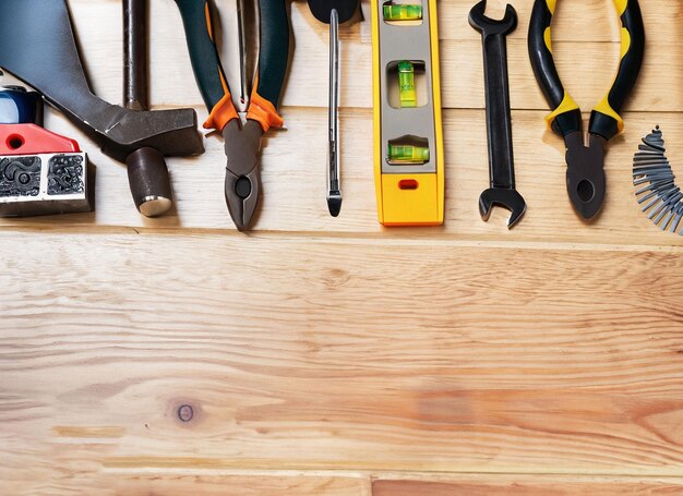 Photo a set off a lot of different red tools for working include hammer