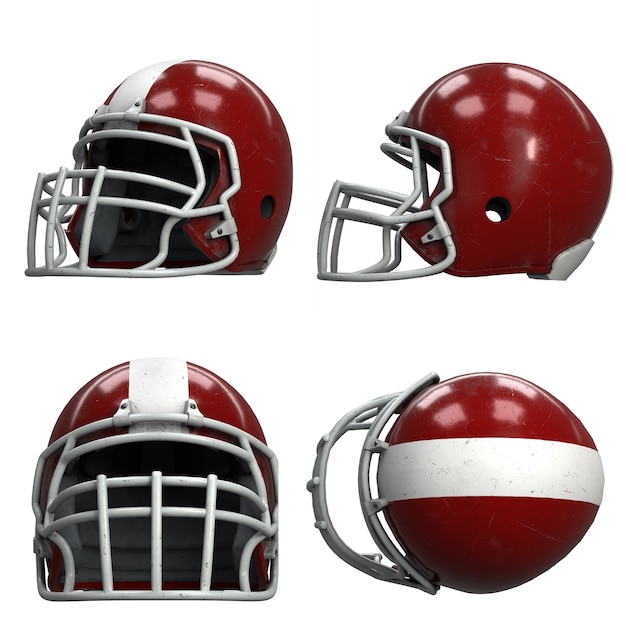 Photo set of old american football helmets