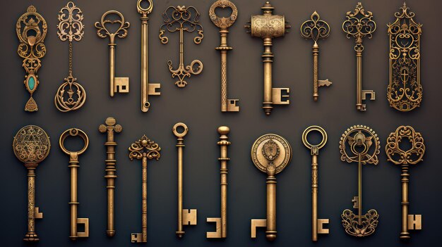 Foto serie di vecchie chiavi