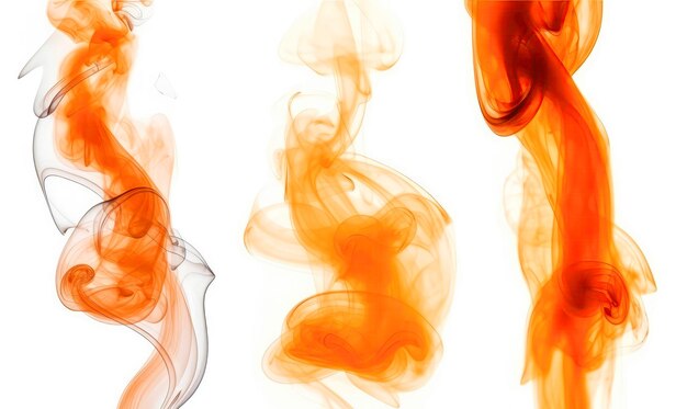 Photo set orange smoke on white background generative ai