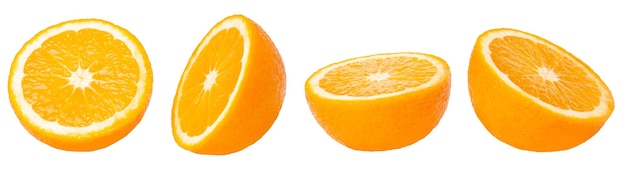 Set of oranges pieces Isolated on white background